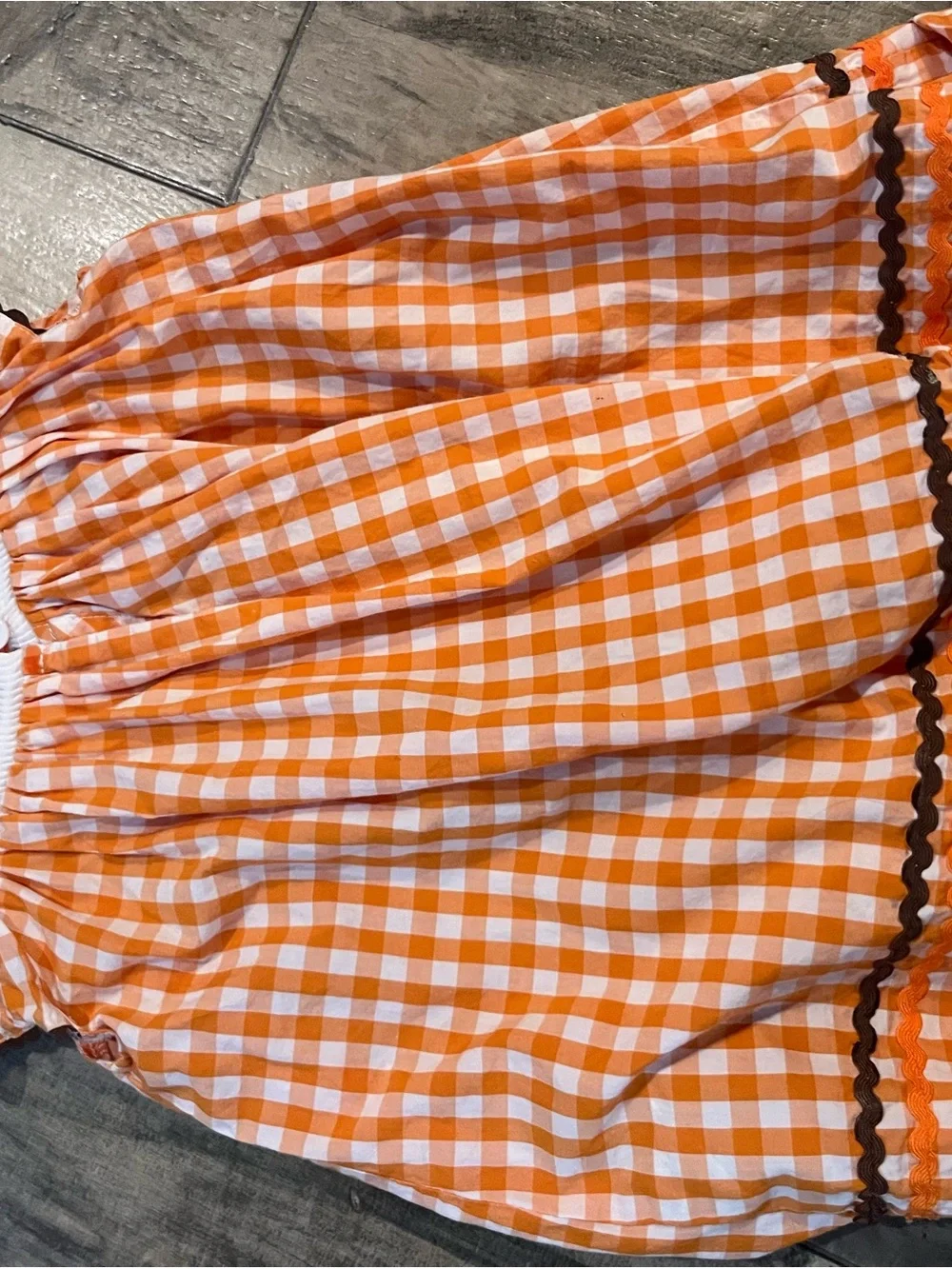 Lil Cactus Smocked Pumpkin Scarecrow Gingham Dress 6-12 Months